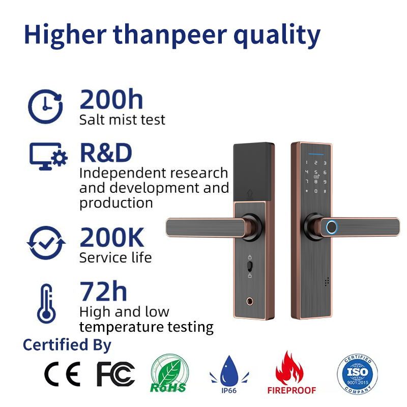 Smart Tuya Aluminum Alloy Door Lock with Digital Fingerprint Password Card Key APP Unlock for Home Security · image 5