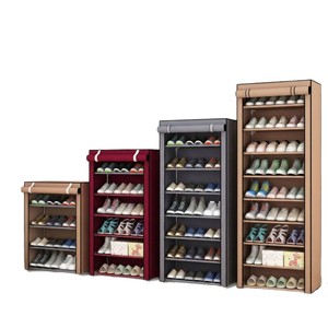Étagère à chaussures avec housse anti-poussière, 3 niveaux, en tissu non tissé, sans perçage, pour le rangement des chaussures - Product Image 1