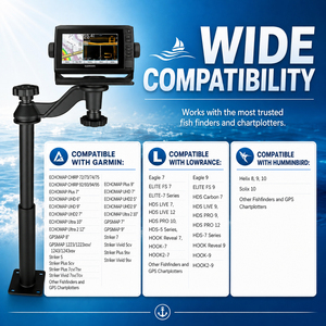 Velpaw <b>Adjustable</b> Telescoping 360 Degree Rotating Aluminum Alloy Fish Finder Mount for Boats 15-20.7 Inch Height Fits 5-12 Inch - Product Image 4