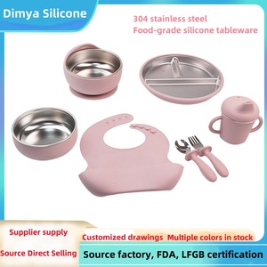 Aangepaste Kleur Roestvrij Staal Siliconen Servies Kinderen Spenen Set Baby Borden Kom Maaltijd Baby Voeding Set Met Zuigkracht - Product Image 2