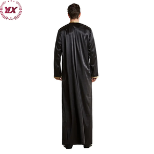 Túnica musulmana de moda moderna Slik Lujoso Stand Collar Kaftan Árabe Manga larga Bordado Thobe para hombres - Product Image 4