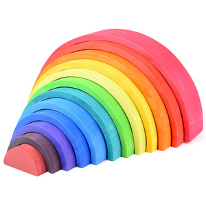 Montessori Liệu Trò Chơi Câu Đố Bằng Gỗ Cầu Vồng Xếp Chồng Trò Chơi Học Tập Hình Học Khối Xây Dựng Giáo Dục Đồ Chơi Cho Trẻ Em - Product Image 2