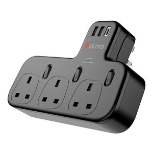Adaptateur de prise 3 voies UK, extension multi-prise avec 3 USB, 13A 3250W prise murale Power Extender adaptateur de chargeur multi-prise murale - Product Image 2