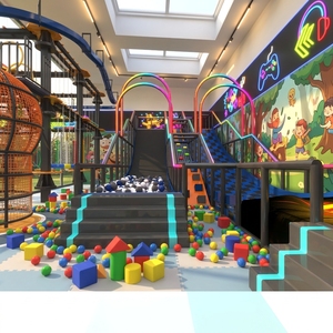 Aire de jeux intérieure futuriste néon pour e-sport, conception personnalisée, trampolines haute capacité, piscines à balles, compétitions amusantes, tendance - Product Image 1