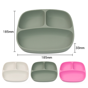 BPA Free Silicone Kids Dining <b>Divided</b> Suction Plate With Lid Food Grade Toddler Safety Mealtime Utensils Dinnerware - Product Image 2