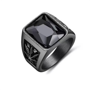 Fashion Punk Style Black Plated Emerald Ruby Gemstone <b>Ring</b> Jewelry <b>for</b> <b>Men</b> - Product Image 5