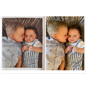 Peinture à l'huile personnalisée faite à la main de portrait d'enfant à partir de photo, réaliste, petite fille, petit garçon, toile personnalisée, art mural pour la maison familiale - Product Image 2