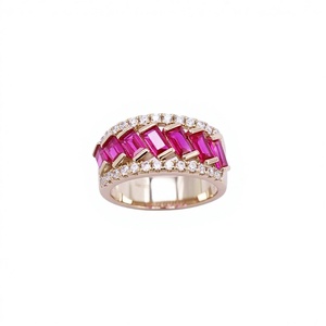 Anillo de Diamantes Europeo Americano Minimalista Unisex de Plata 925 con Rubí Natural Color Sangre de Pichón y Diamantes Brillantes de Lujo, Nuevo Estilo - Product Image 1