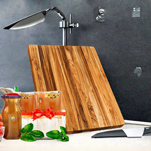 Grande planche à découper en teck durable avec poignée ergonomique, rainure pour jus, conteneurs, couvercles, râpes et ensemble de blocs à découper - Product Image 2