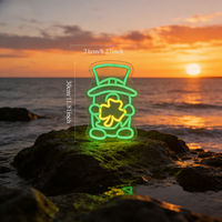 Enseigne néon LED trèfle à quatre feuilles Leprechaun Neonawall, intensité réglable, alimentation USB, décoration murale pour la Saint-Patrick, bar, maison, fête, cadeau