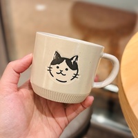 Tasse rétro en grès peinte à la main dessin animé chaton sous glaçure couleur tasse en céramique pour bureau ménage pour café eau Souvenir tasse