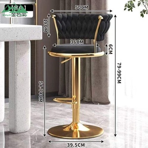 Silla de barra alta de Metal dorado de lujo nórdico taburete de cocina de cuero de terciopelo moderno muebles de plástico ajustables Mesa <span class=keywords><strong>Bar</strong></span> en casa - Product Image 3