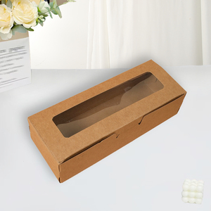 Caja <span class=keywords><strong>de</strong></span> Embalaje para Panadería con Logotipo Personalizado, Caja Rectangular <span class=keywords><strong>de</strong></span> Papel Kraft con Ventana Transparente <span class=keywords><strong>de</strong></span> PET para Pasteles y Galletas - Product Image 2
