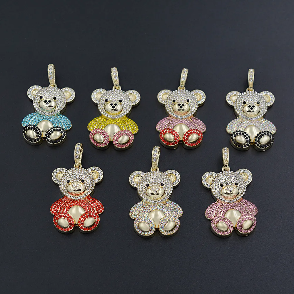High Quality Wholesale Pendant Teddy Bear Pendant Necklace Hip Hop Men and Women Gold Plated 18k Jewelry