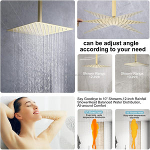 Gold Rainfall <strong>Shower</strong> <strong>System</strong> with 4 Body Jets Mixer Head Handheld Sprayer Rain <strong>Shower</strong> Thermostatic Faucets Sets Combo Accessory - Product Image 5