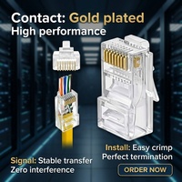Connecteur RJ45 UTP Cat6 Cat5e plaqué or 50U, fiche modulaire 8P8C à 3 broches pour câble Ethernet, 100 pièces, composants télécom