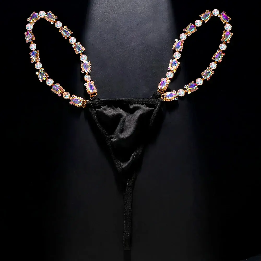 luxury diamond t-back Panties body chian Sexy underwear wholesale women's rhinestone g string thong