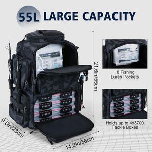 Sac à dos de pêche avec porte-canne et porte-équipement, léger, résistant à l'eau, pour le rangement des accessoires de pêche en extérieur, échantillon gratuit - Product Image 4