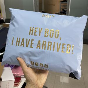 Brand Logo Matte Blue Courier Express <b>Bag</b> Customized Plastic Shipping <b>Bags</b> Poly Mailer <b>Bag</b> with Gold Printed - Product Image 6