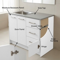 Ensemble de meubles de salle de bain avec niche pour machine à laver, style Shaker en chêne blanc, meuble sous-évier, miroir mural, mobilier moderne pour buanderie