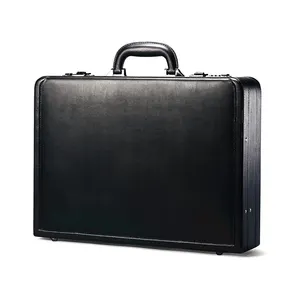 Luxury Attache Briefcase Leather Look Pu Aluminum Case Expanding Executive Business Bag