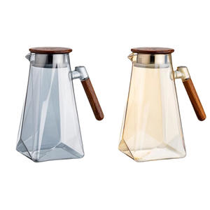 Hervidor de agua con forma de estrella de tres puntas, hervidor de agua fría de madera de nogal, hervidor de agua fría y hervida para el hogar de vidrio de borosilicato alto - Product Image 1