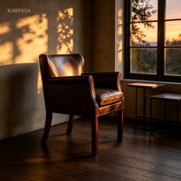 Fauteuil club vintage en cuir marron avec garniture cloutée, pieds en bois, chaise longue en cuir de vachette vieilli pour salon et salle de lecture