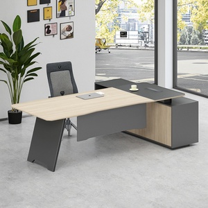 Modern <b>Large</b> Wooden L-Shaped Office <b>Desk</b> Convertible Modular Bureau De Travail for Executives Managers CEOs Bosses - Product Image 6