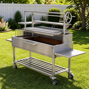 Parrilla Profesional de Carbón Argentino para Asado, de Acero Inoxidable y Ladrillo Refractario, Tipo Santa María, para <span class=keywords><strong>Restaurante</strong></span> - Product Image 3