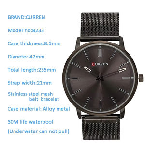 <span class=keywords><strong>CURREN</strong></span> <span class=keywords><strong>8233</strong></span> 스테인레스 스틸 밴드 유리 다이얼 창과 포인터 디스플레이 합금 케이스와 새로운 남성 캐주얼 럭셔리 석영 손목시계 - Product Image 2