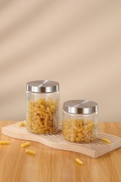 Consegna rapida 1650ML cucina di lusso ermetica linee verticali vasetti di vetro con coperchio in metallo
