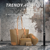 Kalanta-Ensemble de sacs à main en PU à la mode, grande capacité, fourre-tout tendance, résistant à l'eau, sac à bandoulière pour femmes, 4 pièces