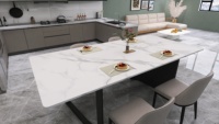 Armoires de cuisine Wiselink, comptoirs artificiels Calacatta, dalles en acrylique technique sans silicone, surface solide