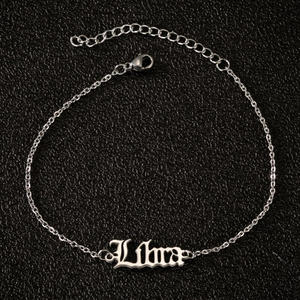 Tobillera de Acero Inoxidable con Baño de Oro de 18k, Diseño Antiguo Inglés, 12 Signos del Zodíaco, Joyería para Pies de Mujer, a la Moda y Resistente al Deslustre - Product Image 6
