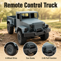Camion de transport militaire RC 6 roues 2.4G télécommandé prêt à l'emploi, jouet électrique avec chargeur, cadeau pour enfants - Métal, niveau expert, intérieur-extérieur, fonction de suivi