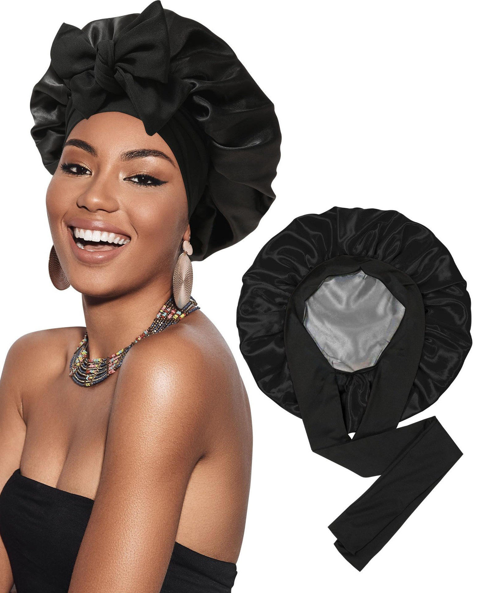 Ruban double couche moyen de haute qualité noir et argent