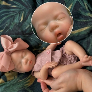 Poupée Bébé Réaliste de 13 Pouces Entièrement en Silicone Faite à la Main, Fille Endormie, Cadeaux de Fêtes avec Accessoires pour 3 ans et plus - Product Image 2