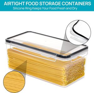 Contenants de stockage alimentaire hermétiques avec couvercles, lot de 4, 3,2 L, boîtes à spaghetti en plastique pour l'organisation des pâtes, organisation du garde-manger - Product Image 4