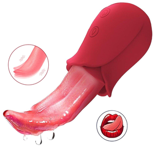 Vibratore a Forma di Rosa con Stimolatore Linguale in Silicone Morbido, Ricaricabile USB, Impermeabile, Giocattolo Sessuale Femminile per Stimolazione Clitoridea - Product Image 1