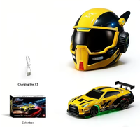 Voiture RC de drift à l'échelle 1:64, version en alliage, avec casque d'anime, super rapide, contrôle par application, lumières et rangement, voiture jouet