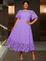 Robes africaines grande taille pour femmes, élégantes robes de soirée en dentelle à manches courtes en polyester, vêtements africains Dashiki, tailles L-4XL