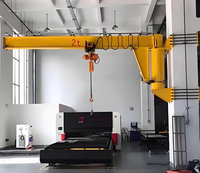 Grue de levage à bras oscillant à 180 degrés avec contrôle sans fil Bonne classe de travail Grue de potence de type mur de 5 tonnes