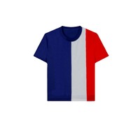 T-shirt personnalisé pour femme, coloris bleu, blanc et rouge, prix d'usine, manches courtes, pour événements sportifs et jours nationaux
