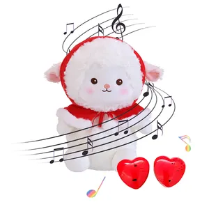 Gravador De Voz Caixa De Forma Do Coração Batimento cardíaco Gravável Módulos De Voz Brinquedos De Pelúcia Ovelhas Stuffed Animals