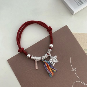 สร้อยข้อมือเชือกสีแดงรูปดาวเงินแท้ S925 สำหรับผู้หญิง สวมใส่ได้ทุกวัน ประดับคริสตัลและจี้รูปทรงต่างๆ - Product Image 2