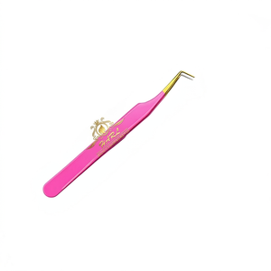 Pinzas Profesionales Delgadas de 90 Grados para Extensión de Pestañas con Logotipo Personalizado, Puntas de Fibra de Acero Inoxidable, Agarre Perfecto, 10 cm de Longitud - Product Image 1