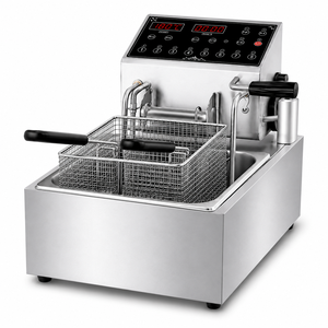 Friteuse électrique 6 L avec double panier, levage automatique et contrôle numérique pour cuisine professionnelle commerciale - Product Image 1