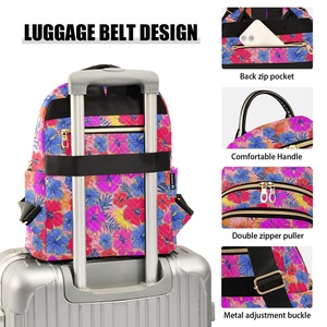 Hawaiian Hibiscus Flower Quilted Polyester Custom Logo <b>Backpack</b> Rucksack <b>Waterproof</b> <b>School</b> <b>Backpacks</b> for Girls Women - Product Image 4