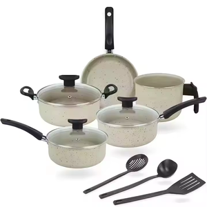 11 pièces jaune clair Double face saupoudrer antiadhésif Pot mode <span class=keywords><strong>et</strong></span> batterie de cuisine en aluminium série Simple - Product Image 4