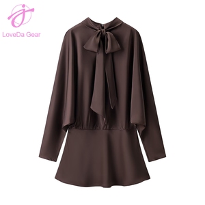 Abito <span class=keywords><strong>Corto</strong></span> Elegante <span class=keywords><strong>a</strong></span> <span class=keywords><strong>Maniche</strong></span> <span class=keywords><strong>Lunghe</strong></span> Tinta Unita Casual da Donna Loveda all'Ingrosso - Product Image 1